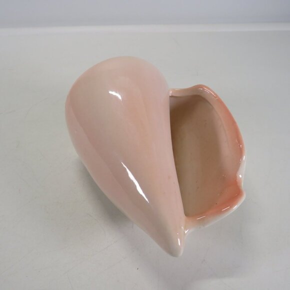 Ceramic Sea Shell Dish - Planter Peachy Pink Conch Shell - Picture 3 of 9